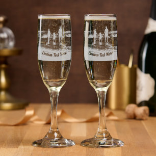 Design Your Own Photo and Text Personalized Champagne Flute