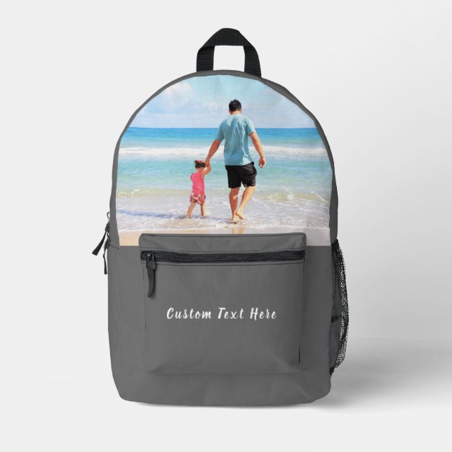 Design Your Own Photo Backpack Gift Custom Text (Front)