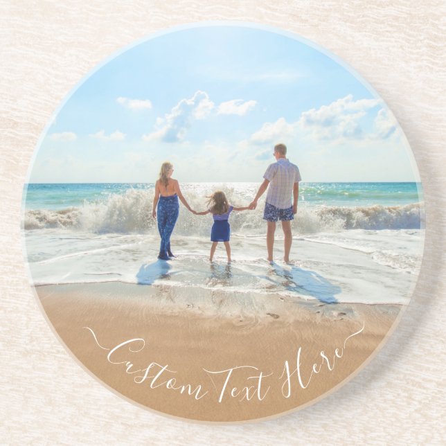 Design Your Own Photo Coaster Personalized Text (Front)
