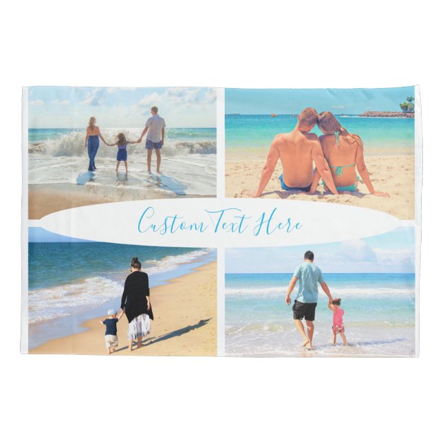 Design Your Own Photo Collage Gift Custom Text Pillow Case (Back)