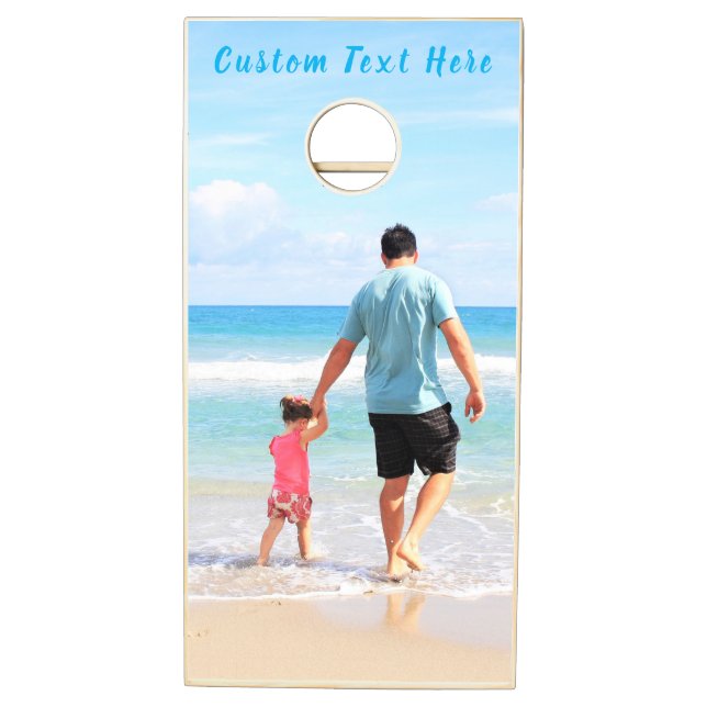 Design Your Own Photo Cornhole Set Custom Text (Left)