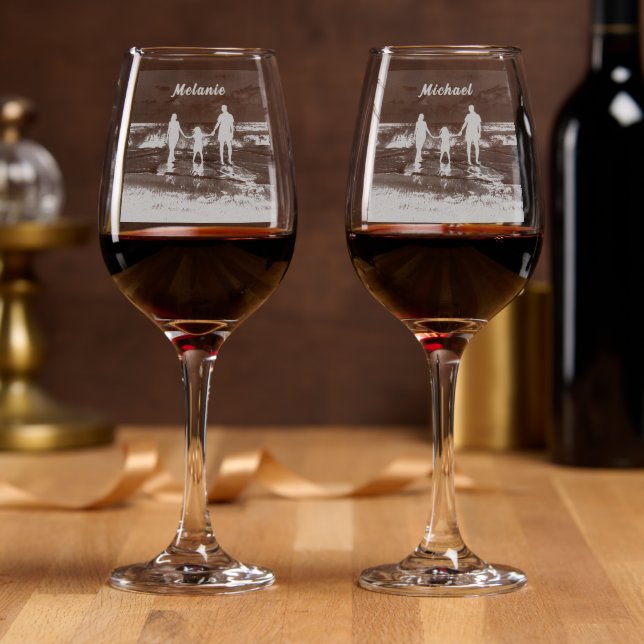 Design Your Own Photo Custom Name Personalized Wine Glass (Party)