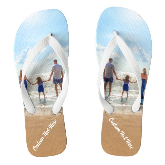 Design Your Own Photo Flip Flops Personalized Text (Footbed)