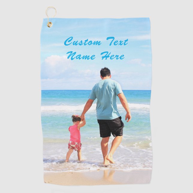 Design Your Own Photo Golf Towel Personalized Text (Front)
