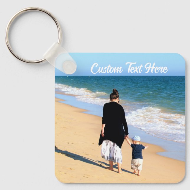 Design Your Own Photo Keychain with Custom Text (Front)