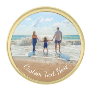 Design Your Own Photo Lapel Pin Gift Custom Text