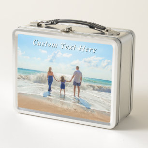 Design Your Own Photo Metal Lunch Box Custom Text