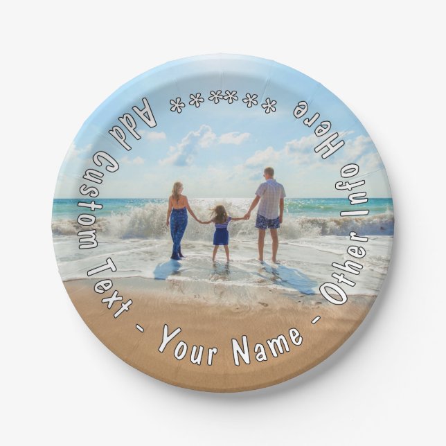 Design Your Own Photo Paper Plates and Custom Text (Front)