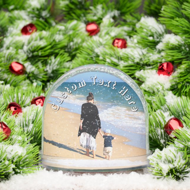 Design Your Own Photo Snow Globe Gift with Text (Christmas)