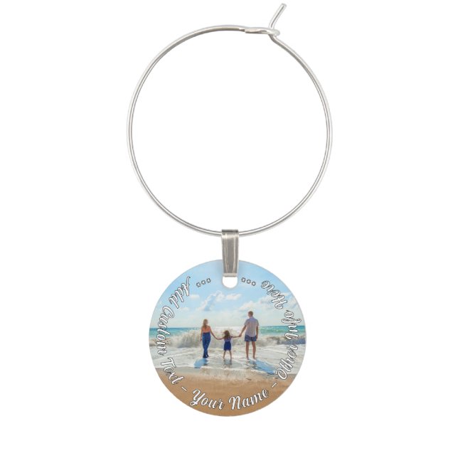 Design Your Own Photo Wine Charm with Custom Text (First Charm)
