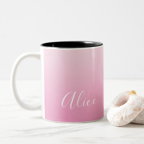Design Your Own Pink OMbre and Your Name Two_Tone Coffee Mug