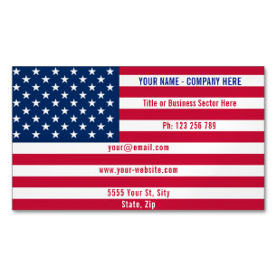 Design Your Own Promotional American Flag Business Card Magnet