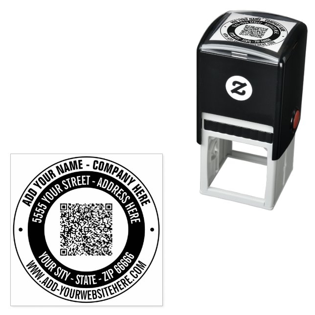 Design Your Own QR Code Address Color Round Stamp (In Situ)