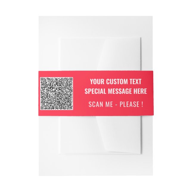 Design Your Own QR Code Belly Band Custom Text (Front Example)