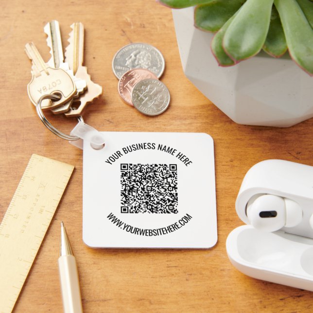 Design Your Own QR Code Business Keychain Example (Desk)