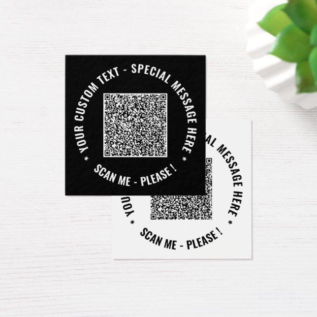 Design Your Own QR Code Card Example Custom Text (Desk)