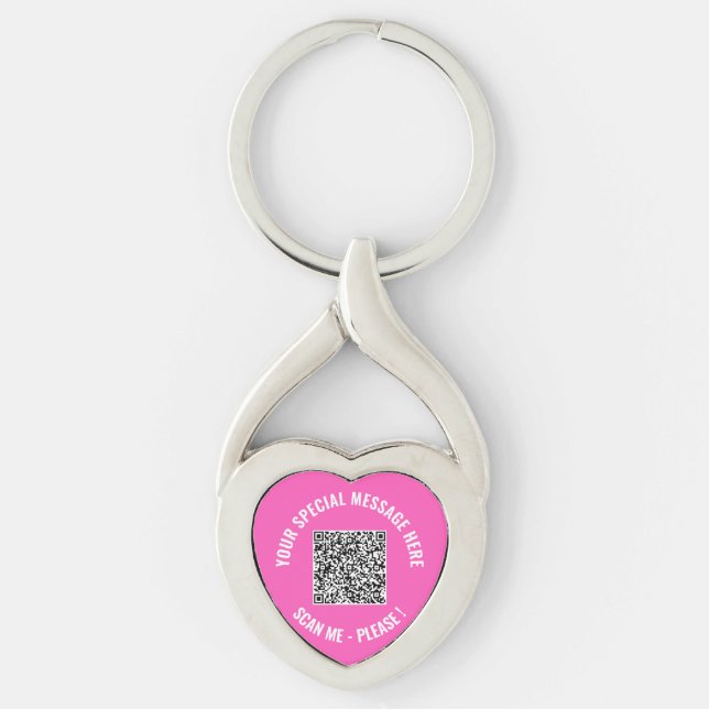 Design Your Own QR Code Keychain Gift Custom Text (Front)