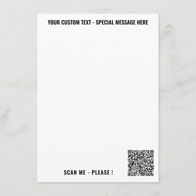 Design Your Own QR Code Menu Example Custom Text (Front)