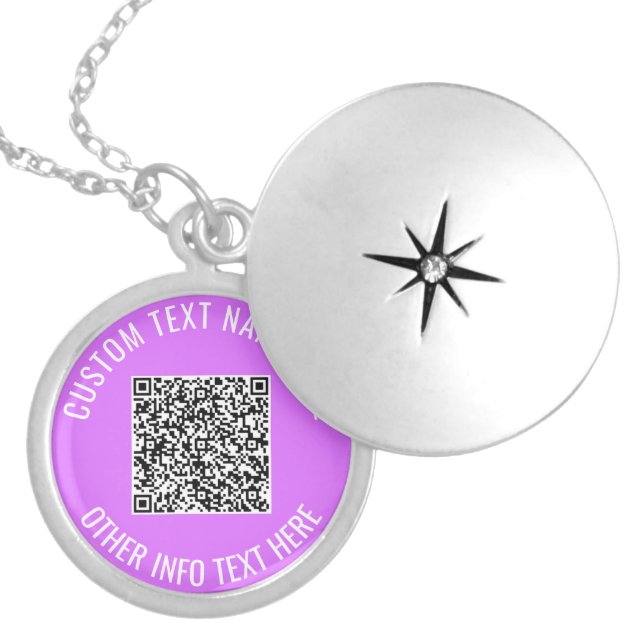Design Your Own QR Code Necklace Custom Text Color (Front)
