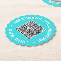 Design Your Own QR Code Paper Coasters Custom Text