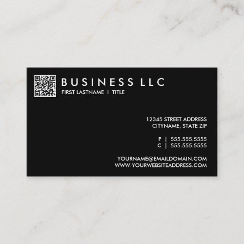 design your own QR code plain black and white Business Card