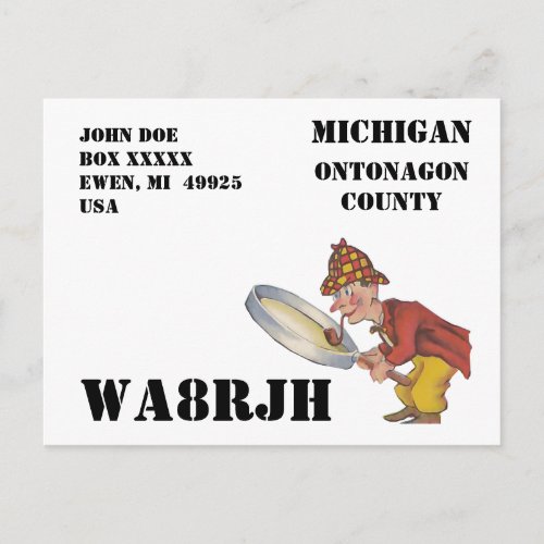 Design Your Own QSL HAM Radio Op magnifying glass Postcard