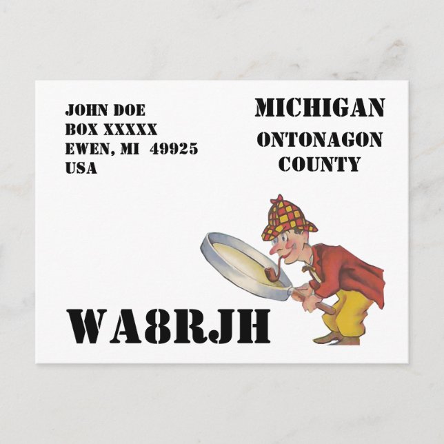 Design Your Own QSL HAM Radio Op magnifying glass Postcard (Front)