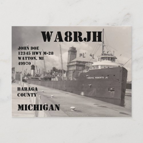 Design Your Own QSL HAM Radio Operator Freighter Postcard