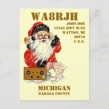 Design Your Own Qsl Ham Radio Operator Op Santa Holiday Postcard by layooper at Zazzle
