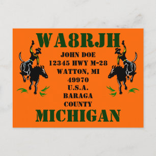 Design Your Own QSL HAM Radio Ops Card Bronc Rider