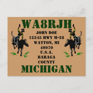 Design Your Own QSL HAM Radio Ops Card Bronc Rider