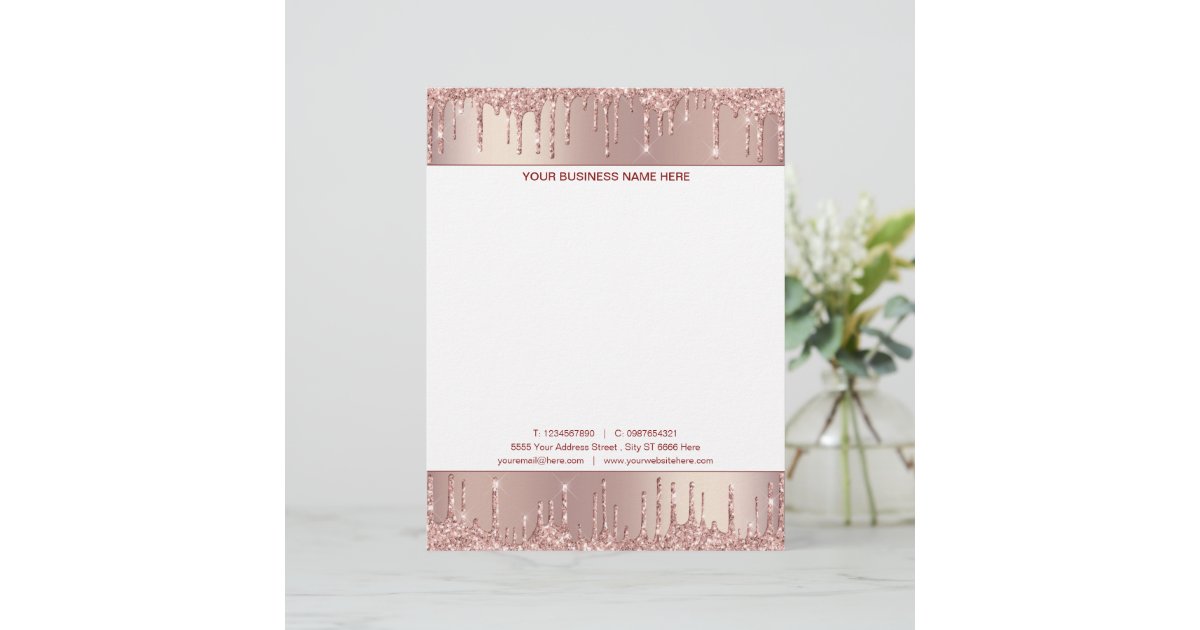 Design Your Own Rose Gold Glitter Letterhead | Zazzle