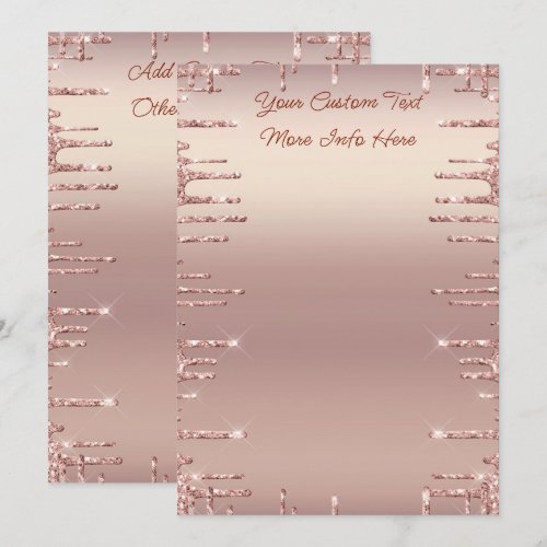 Design Your Own Rose Gold Glitter Menus Example