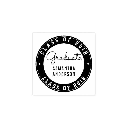Design Your Own Round Graduation Typography Rubber Stamp