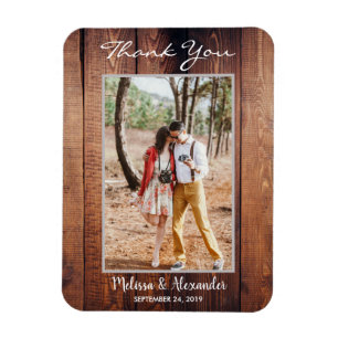 Design your own rustic photo Thank you Wedding Magnet