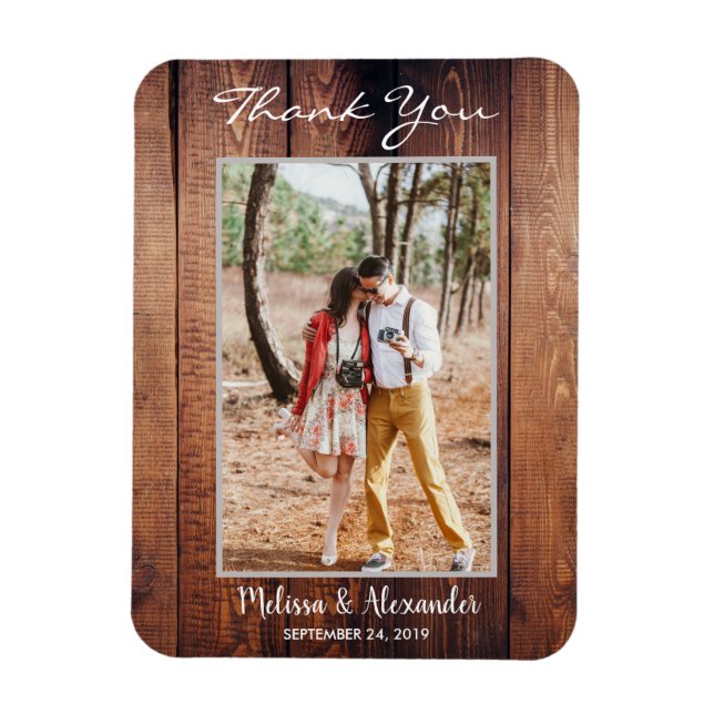 Design your own rustic photo Thank you Wedding Magnet (Vertical)
