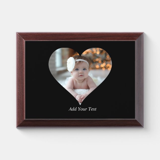 Design Your Own Single Heart Shaped Photo Award Plaque (Horizontal)