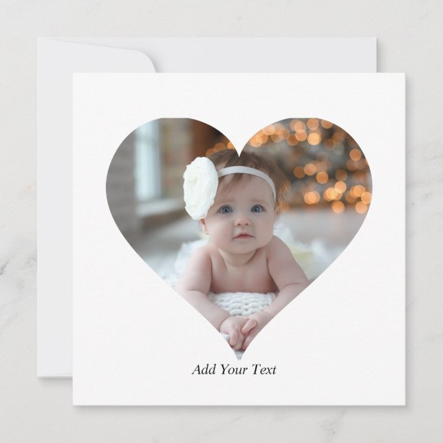 Design Your Own Single Heart Shaped Photo Card (Front)