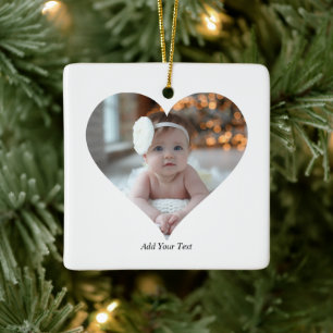 Design Your Own Single Heart Shaped Photo Ceramic Ornament
