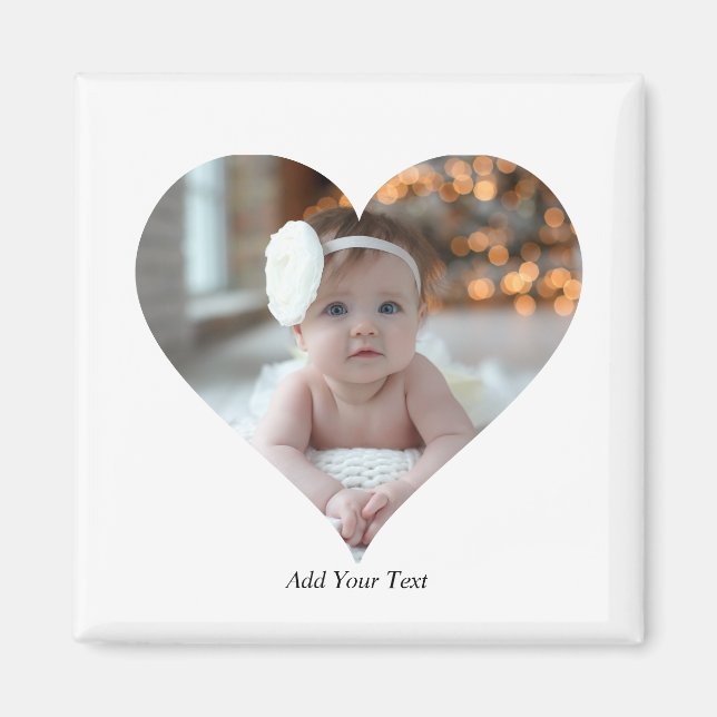 Design Your Own Single Heart Shaped Photo Magnet (Front)