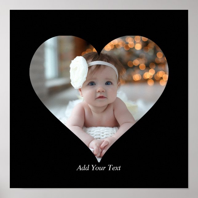 Design Your Own Single Heart Shaped Photo Poster (Front)