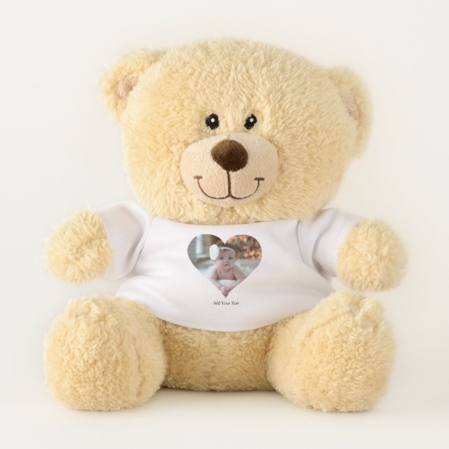 Design Your Own Single Heart Shaped Photo Teddy Bear (Front)