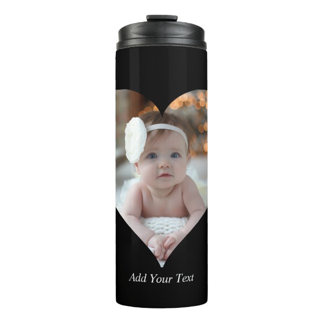 Design Your Own Single Heart Shaped Photo Thermal Tumbler (Front)