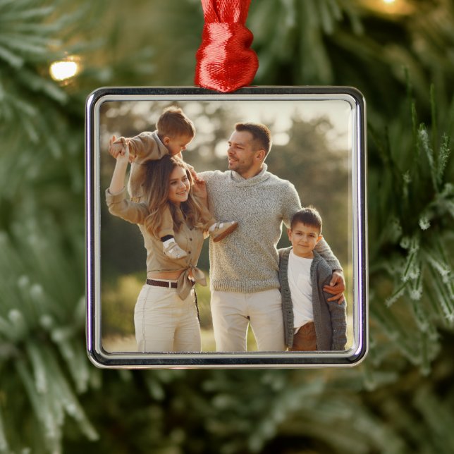 Design Your Own Single Photo Metal Ornament (Tree)
