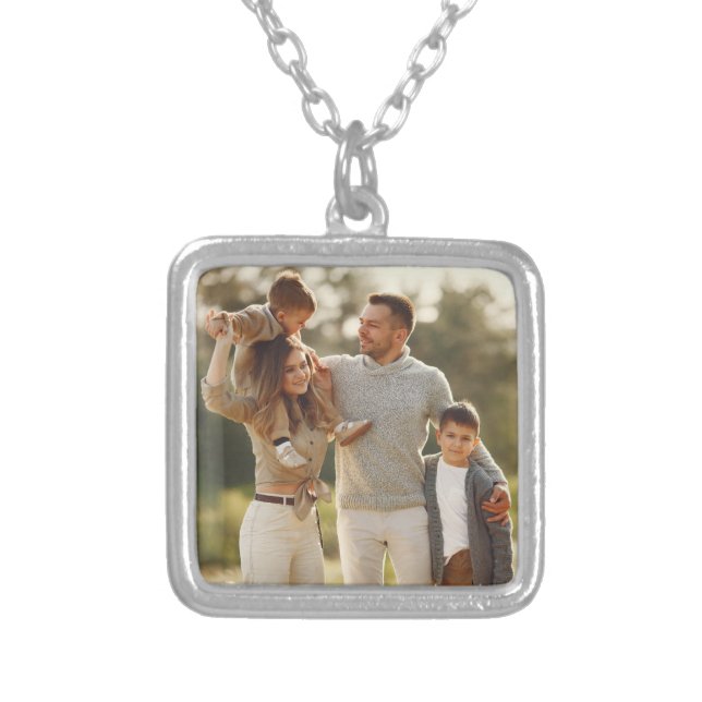 Design Your Own Single Photo Silver Plated Necklace (Front)