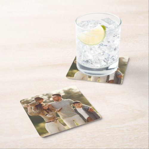 Design Your Own Single Photo Square Paper Coaster