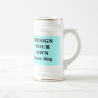 Design Your Own Stein Mug - Light Blue and White