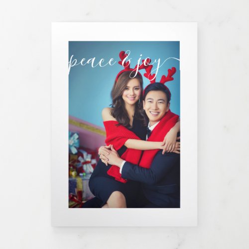 Design Your Own Three Photo Personalized Tri_Fold Holiday Card