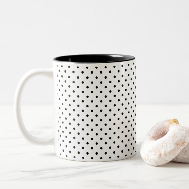 Design Your Own Tiny Black Polka Dot Two-Tone Coffee Mug (With Donut)