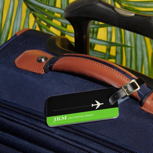 Design your own travel green luggage tag (Front Insitu 3)